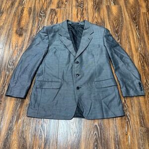 Jones New York Men 44R Grey Wool Silk Blend 3 Button Tailored Blazer Suit Jacket